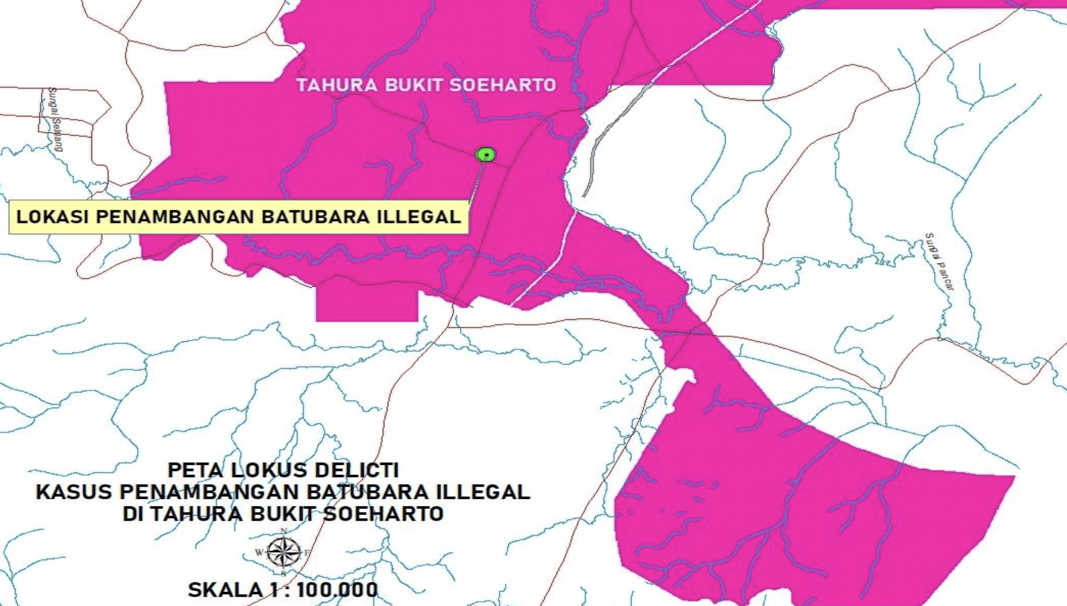 Lokasi penambangan batu bara ilegal di kawasan Tahura Bukit Soeharto. (Dok Gakkum KLHK)