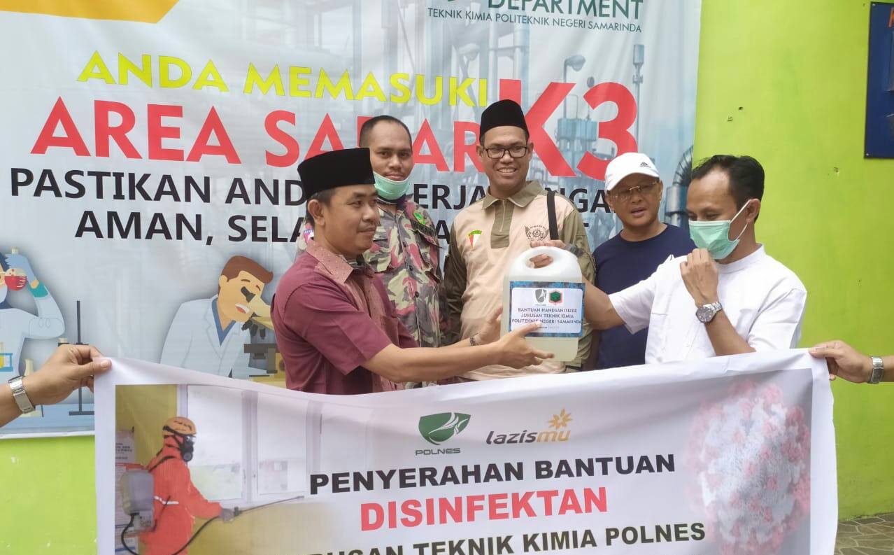 Lazismu Perjuangan Terima Bantuan Disinfektan dan Hand Sanitizer dari Polnes Samarinda