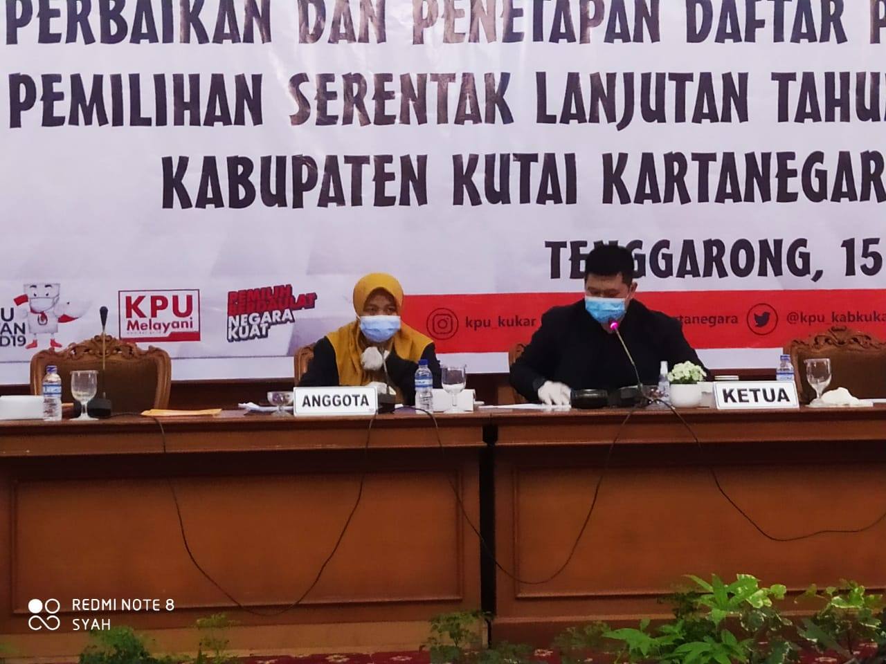 KPU Kukar Gelar Rapat Pleno Penetapan DPT, Pemilih Berkurang 1.853 Orang
