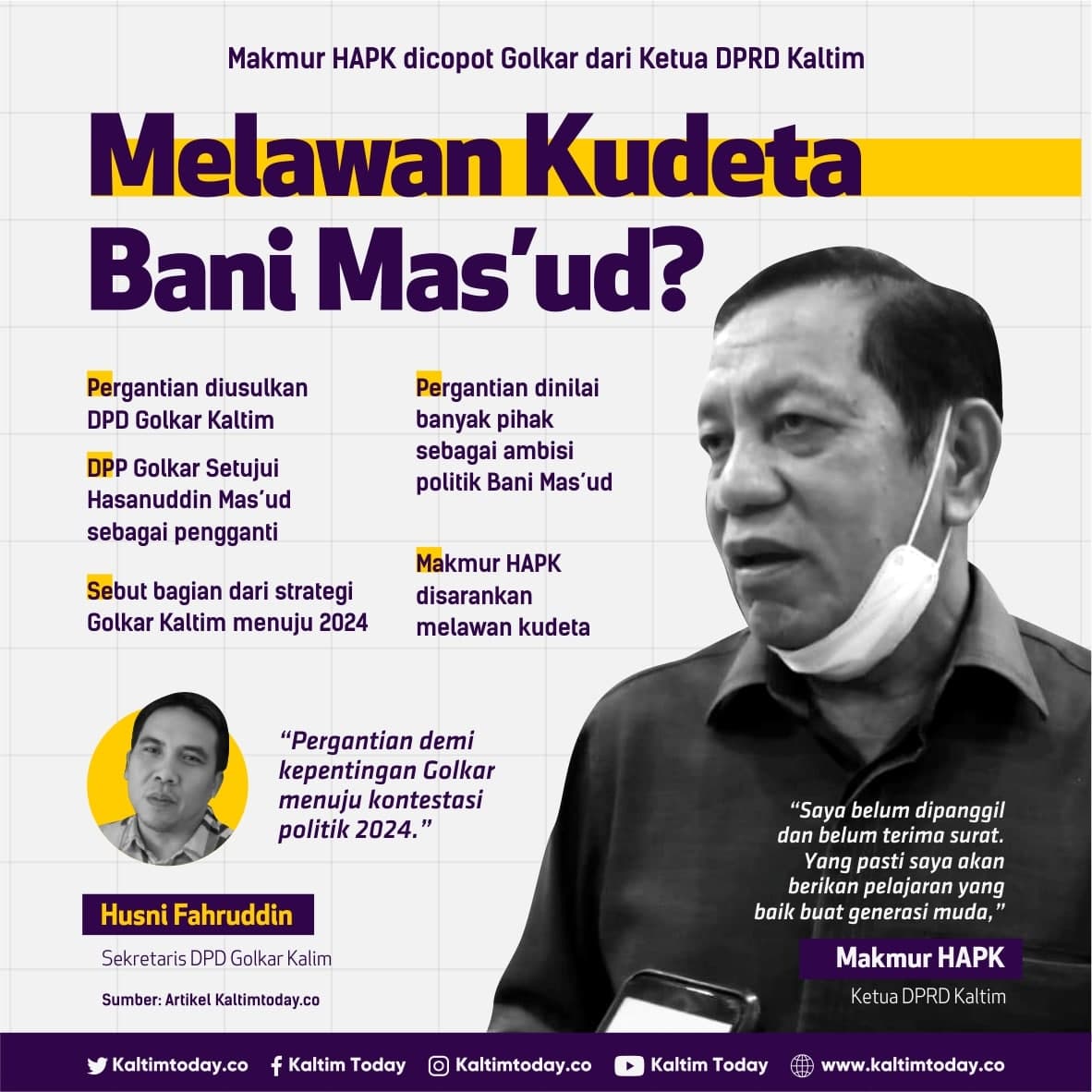 Infografis: Makmur HAPK memberikan sinyal bakal melawan upaya kudeta Bani Mas'ud atas posisinya sebagai ketua DPRD Kaltim.