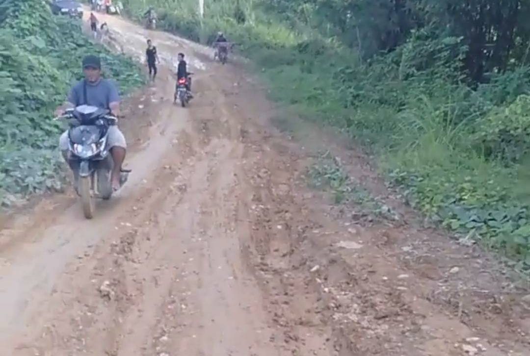 Kondisi jalan di Sungai Lunuk yang menghubungkan 5 desa di Kecamatan Tabang, Kukar (Istimewa).