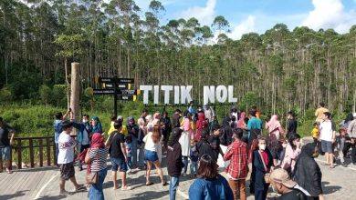 Ribuan pengunjung memadati lokasi Titik Nol IKN Nusantara di Sepaku. (Istimewa)