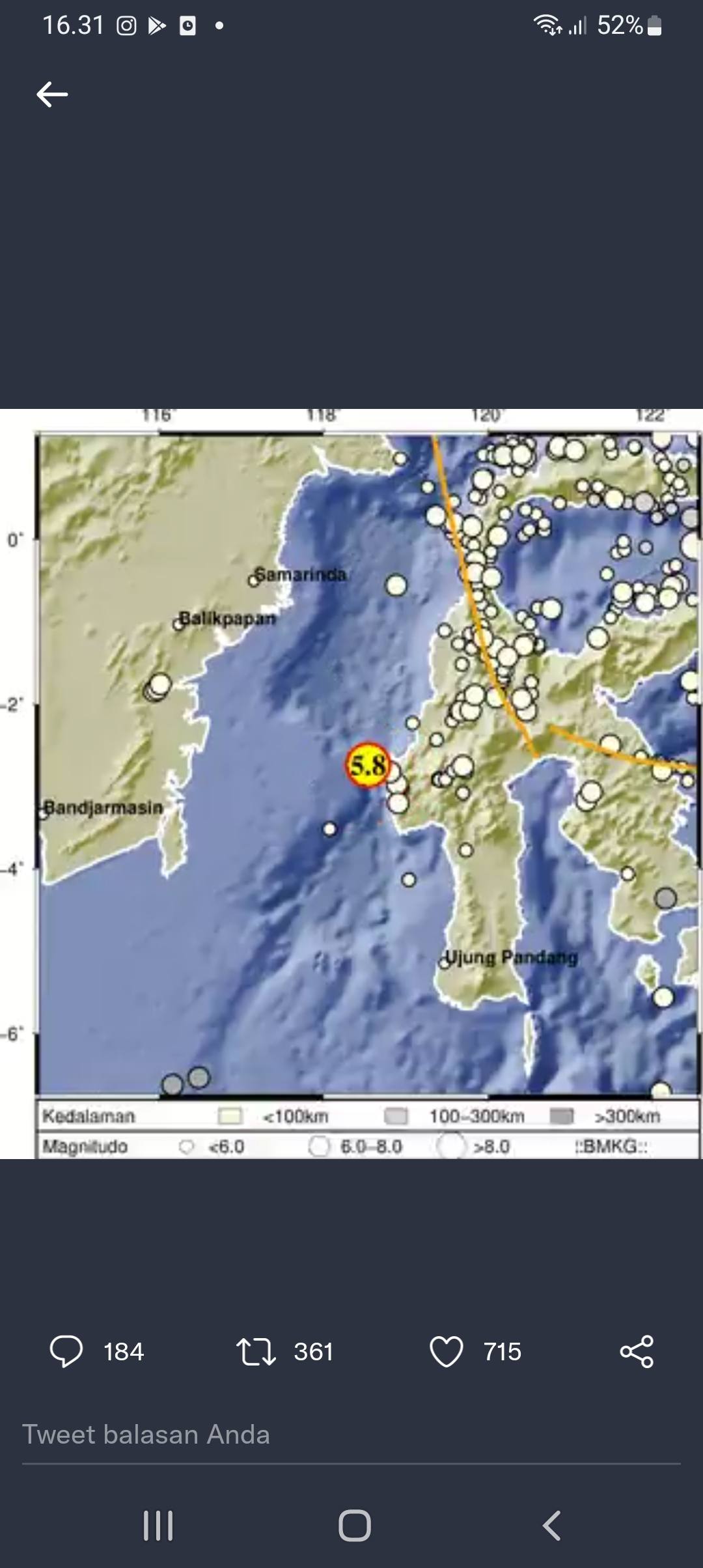 Gempa 5,8 M di Mamuju: Getaran Terasa di Samarinda, Balikpapan, hingga Paser