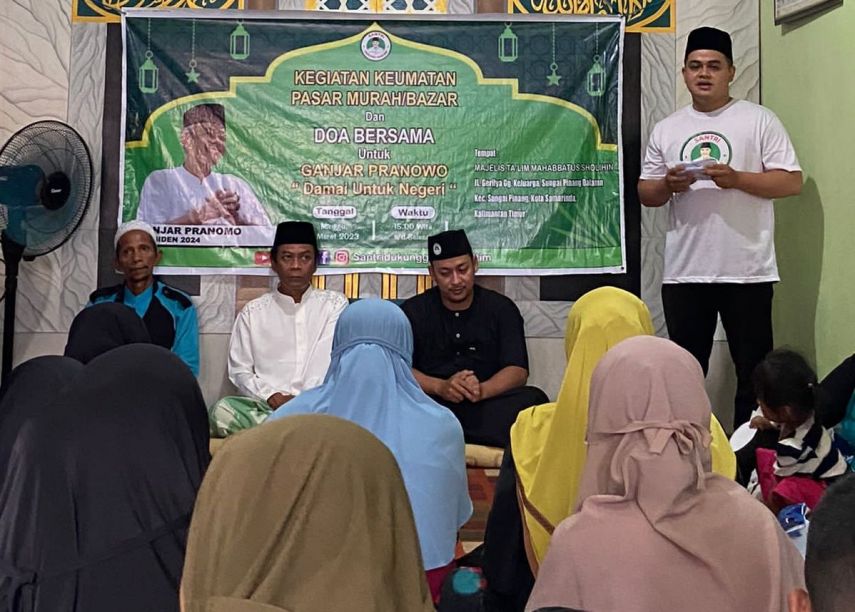 Sambut Ramadhan 1444 Hijriah, Relawan Santri Dukung Ganjar Kaltim Gelar Pasar Murah di Majelis Taklim Mahabbatus Sholihin Samarinda