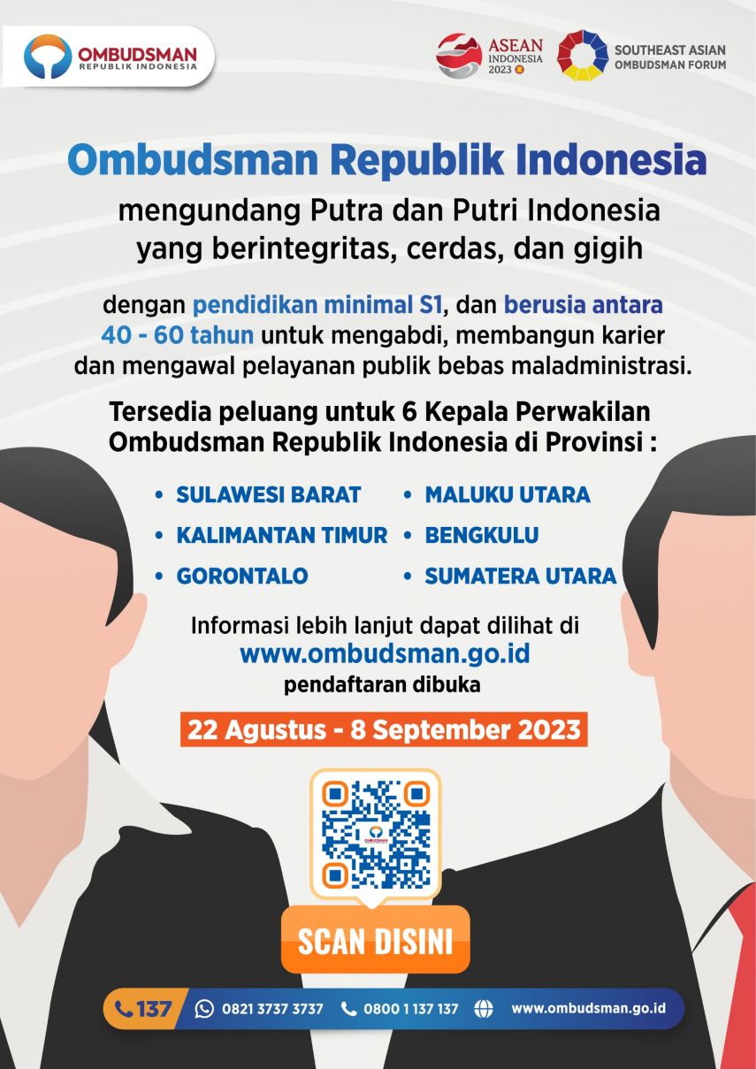 Seleksi Kepala Ombudsman Republik Indonesia 2023 Dibuka! Berikut Jadwal, Syarat, dan Formasi Jabatan