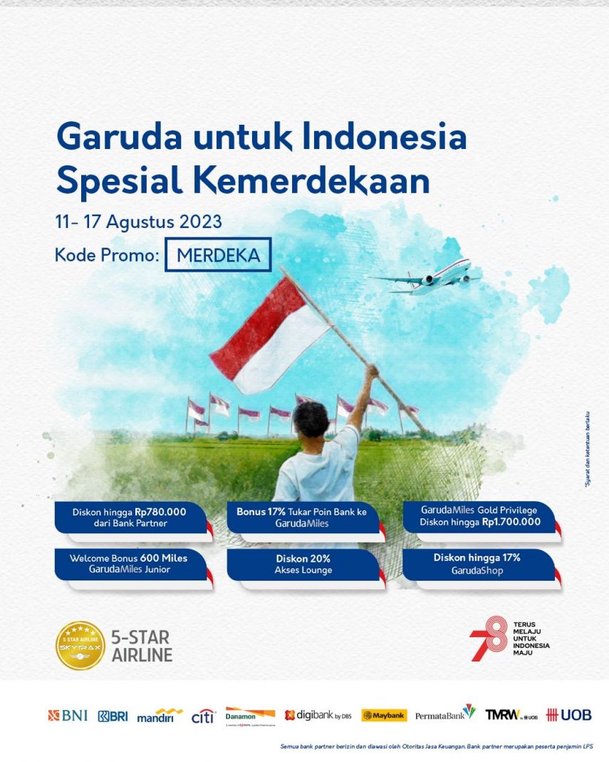 5 Daftar Promo Spesial Menyambut HUT ke-78 RI: Diskon Transportasi Publik, Tiket Pesawat, hingga Hotel