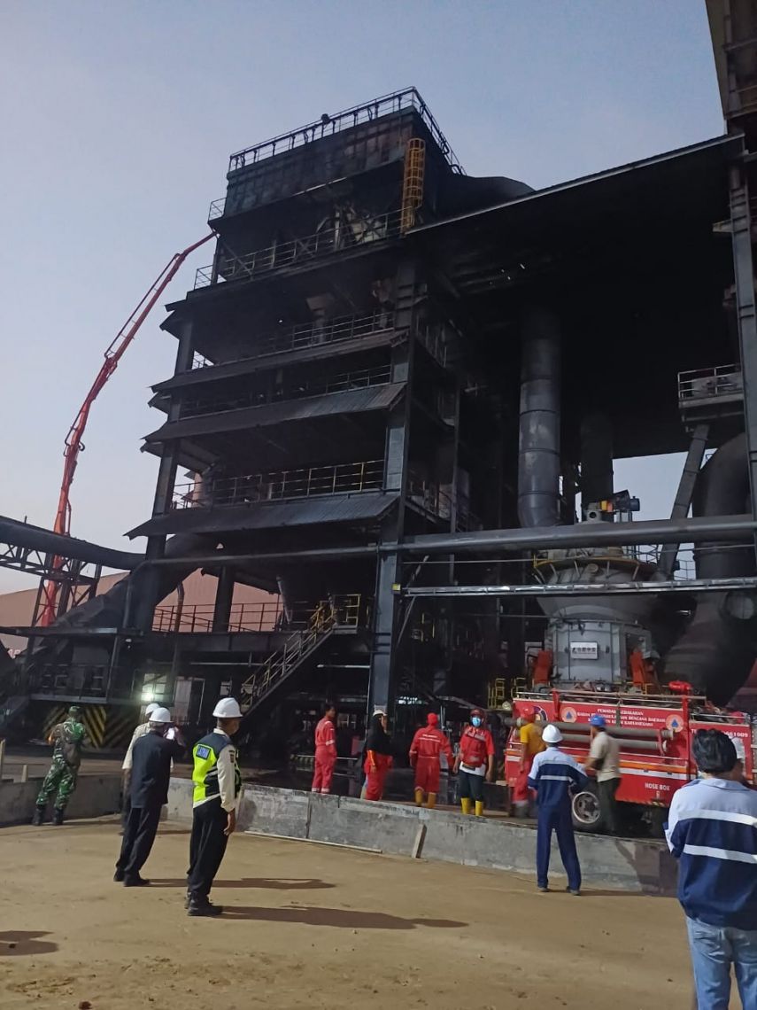 Dalam Proses Pendinginan, Bangunan Smelter Nikel PT KFI Hangus Terbakar