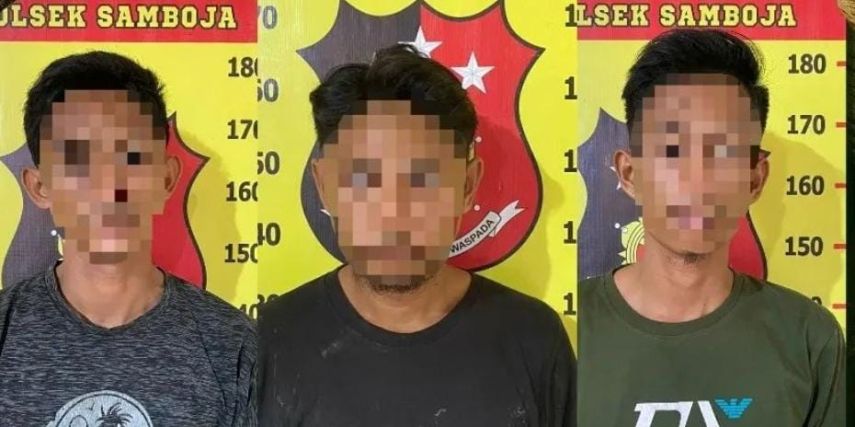 Polsek Samboja Bekuk Tiga Pelaku Pencurian Plat Besi, Perusahaan Rugi Jutaan Rupiah