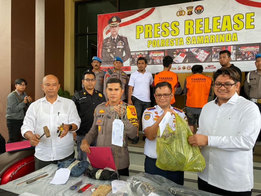 Polresta Samarinda Amankan Dua Pelaku Pencurian Kabel LPJU, Dishub Rugi Rp 60 Juta