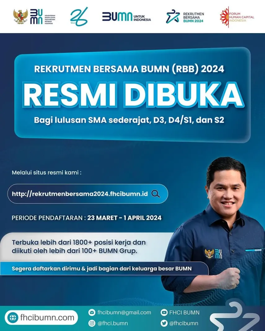 Rekrutmen Bersama BUMN 2024 Resmi Dibuka hingga 1 April! Simak Jadwal