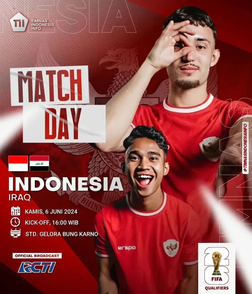 Kick Off Hari Ini! Link Live Streaming Timnas Indonesia vs Irak di Kualifikasi Piala Dunia 2026