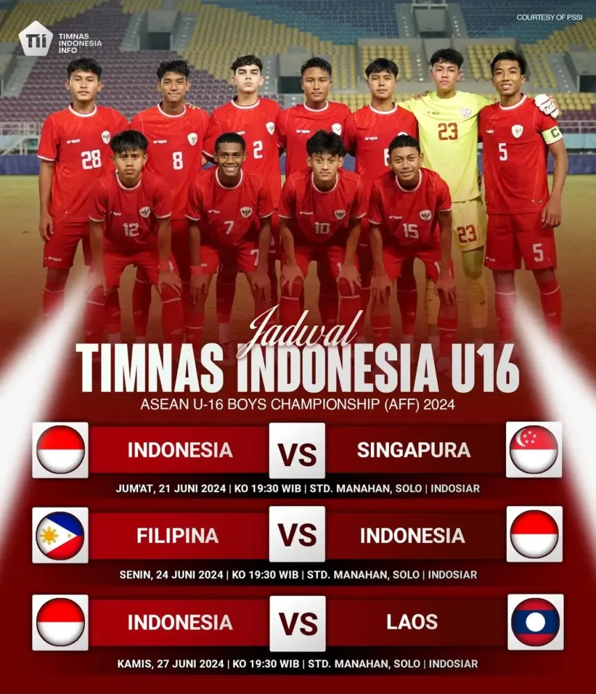 Jadwal Kick Off dan Link Live Streaming Timnas U-16 vs Singapura Piala AFF 2024