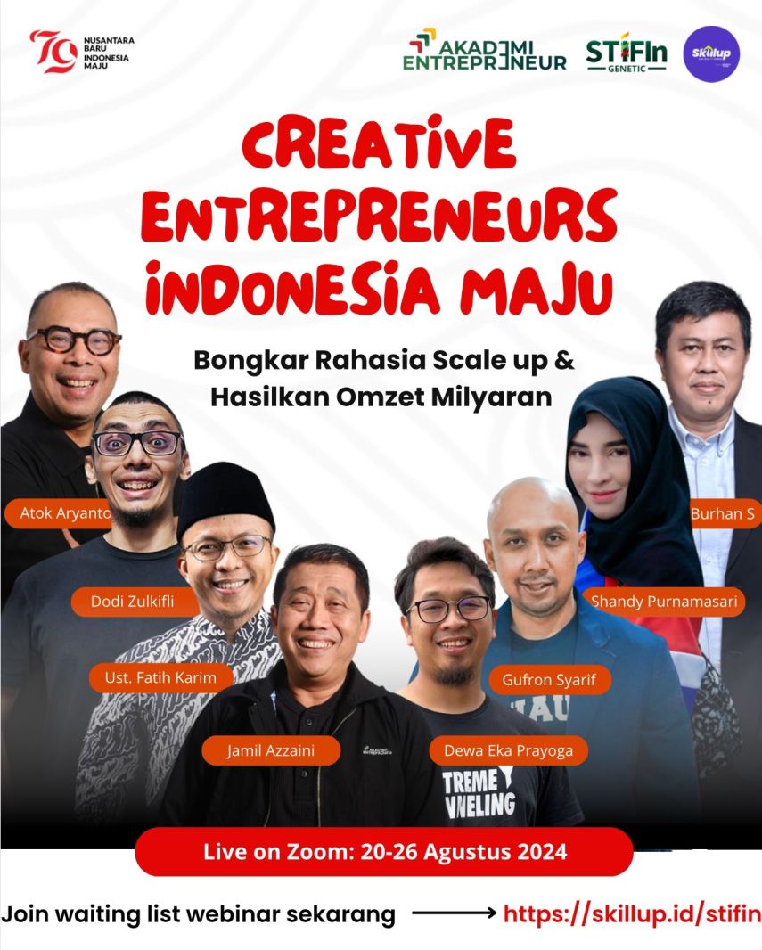 Kekurangan Pengusaha Muda, STIFIn Genetic Gelar Webinar Creative Entrepreneurs Indonesia Maju