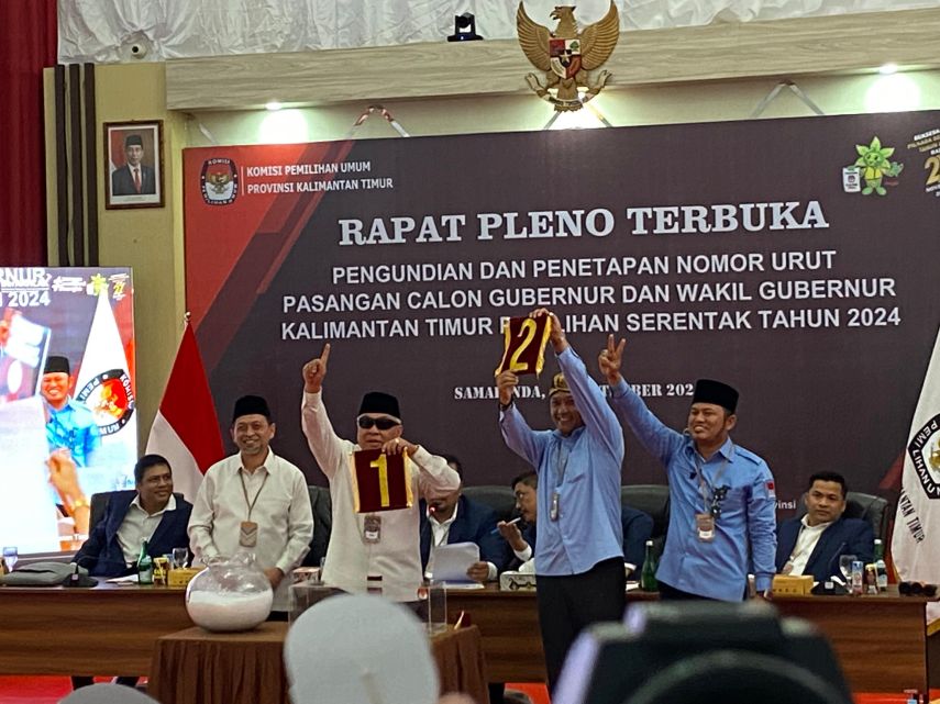 Nomor Urut Pilgub Kaltim 2024: Isran-Hadi 1, Rudy-Seno 2 