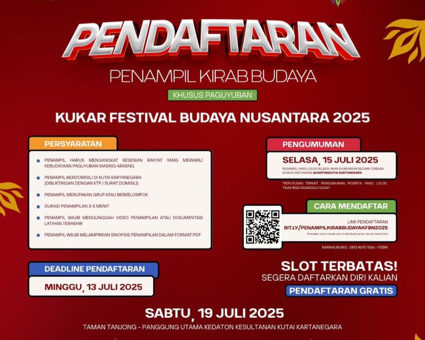 Dispar Kukar Buka Pendaftaran Kirab Budaya KFBN Khusus Paguyuban, Jumlah Terbatas