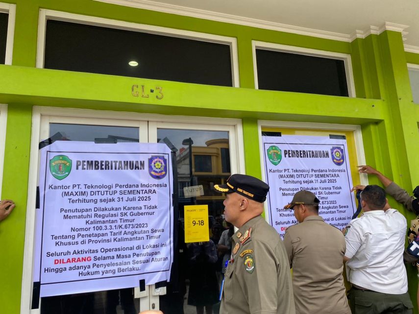 Tak Patuhi Tarif Sesuai SK Gubernur, Satpol PP Kaltim Segel Kantor MAXIM
