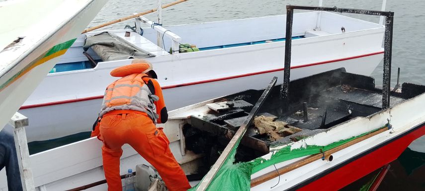 Kapal Terbakar di Pulau Beras Basah, Motoris Alami Luka Bakar