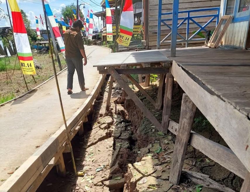 Tanah Bergerak di Kota Bangun Ulu, 13 Rumah dan Jalan Penghubung antar RT Terdampak