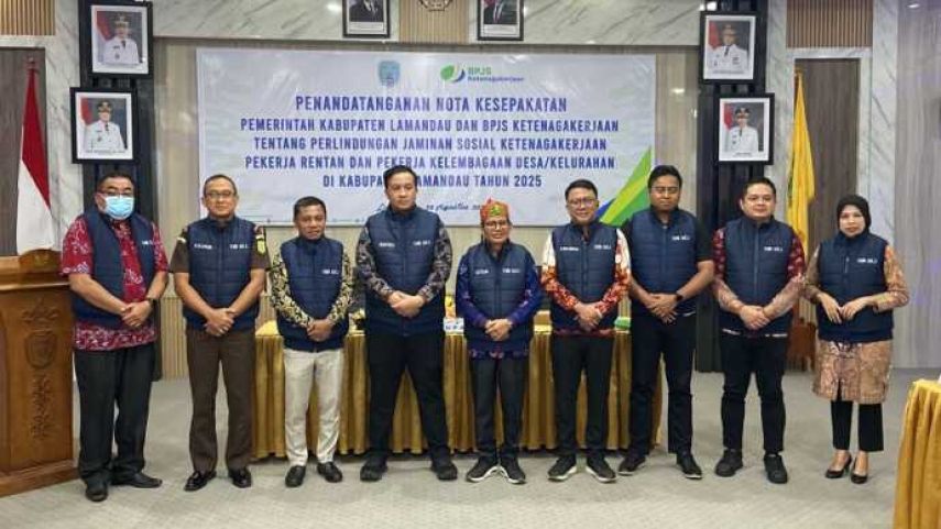 Pemkab Lamandau dan BPJS Ketenagakerjaan Perkuat Perlindungan Ribuan Pekerja Rentan