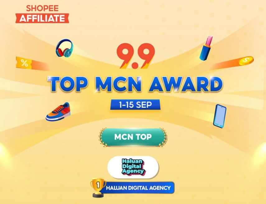 Haluan Digital Agency Raih Peringkat 1 Shopee Top MCN Award 9.9 Kategori Prime