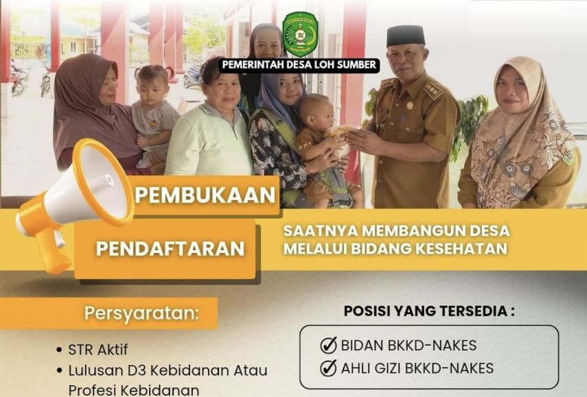 Desa Loh Sumber Buka Lowongan Bidan dan Ahli Gizi BKKD-Nakes, Pendaftaran Dibuka hingga Akhir Bulan