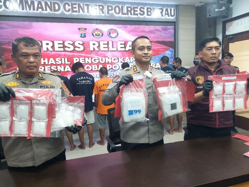 12 Tersangka Peredaran Narkotika Diringkus Polres Berau, Total Barang Bukti Mencapai 2,8 Kilogram