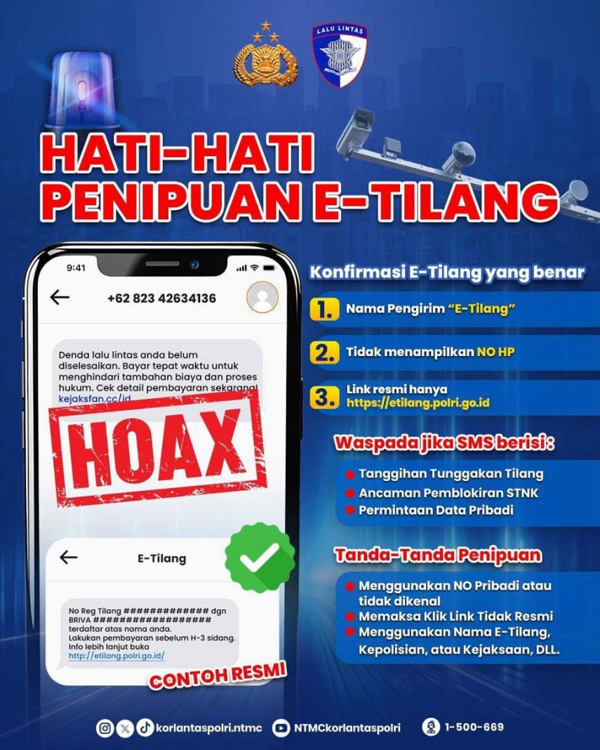 Waspada Tilang Elektronik Palsu, Polres Kukar Minta Warga Jangan Mudah Panik dan Asal Transfer