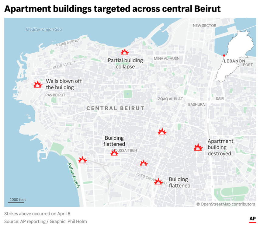 Tracking where Israel bombed central Beirut on the war's deadliest day