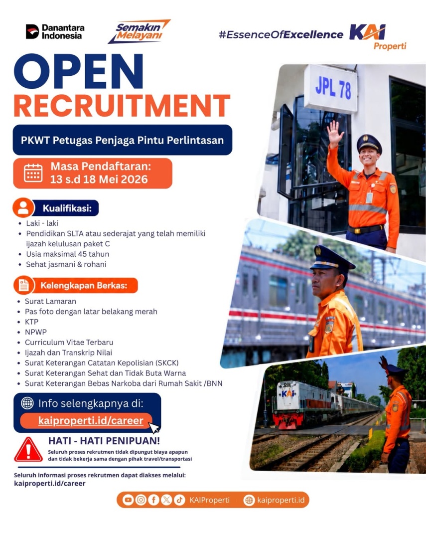 Lowongan KAI Properti 2026 Resmi Dibuka, Ini Syaratnya yang Perlu Kamu Ketahui