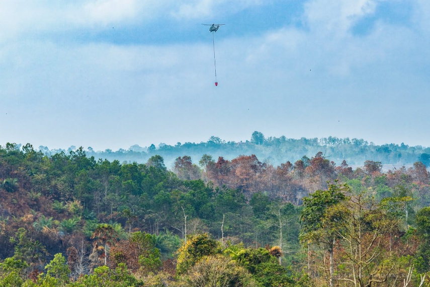 Otorita IKN dan BNPB Gelar Water Bombing untuk Padamkan Karhutla di Nusantara