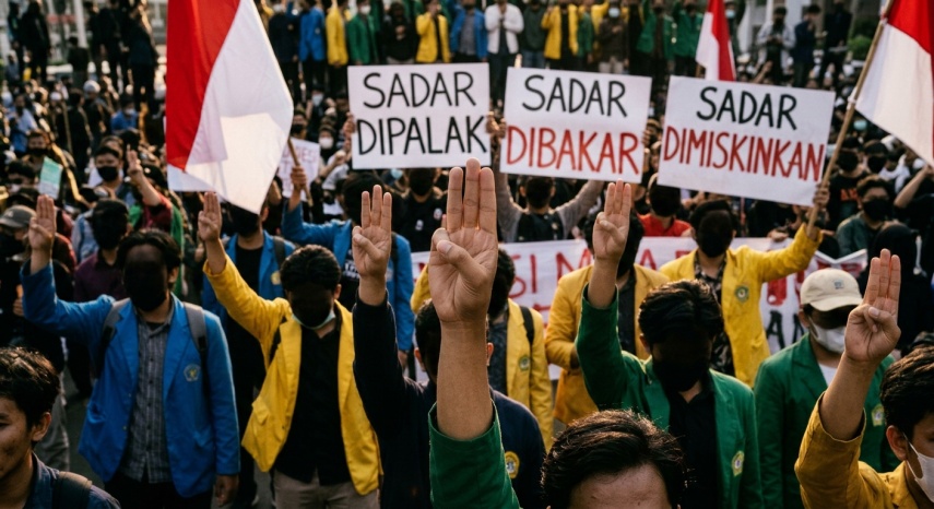 Makna Salam 3 Jari dalam Aksi Demo Mahasiswa 28 Oktober